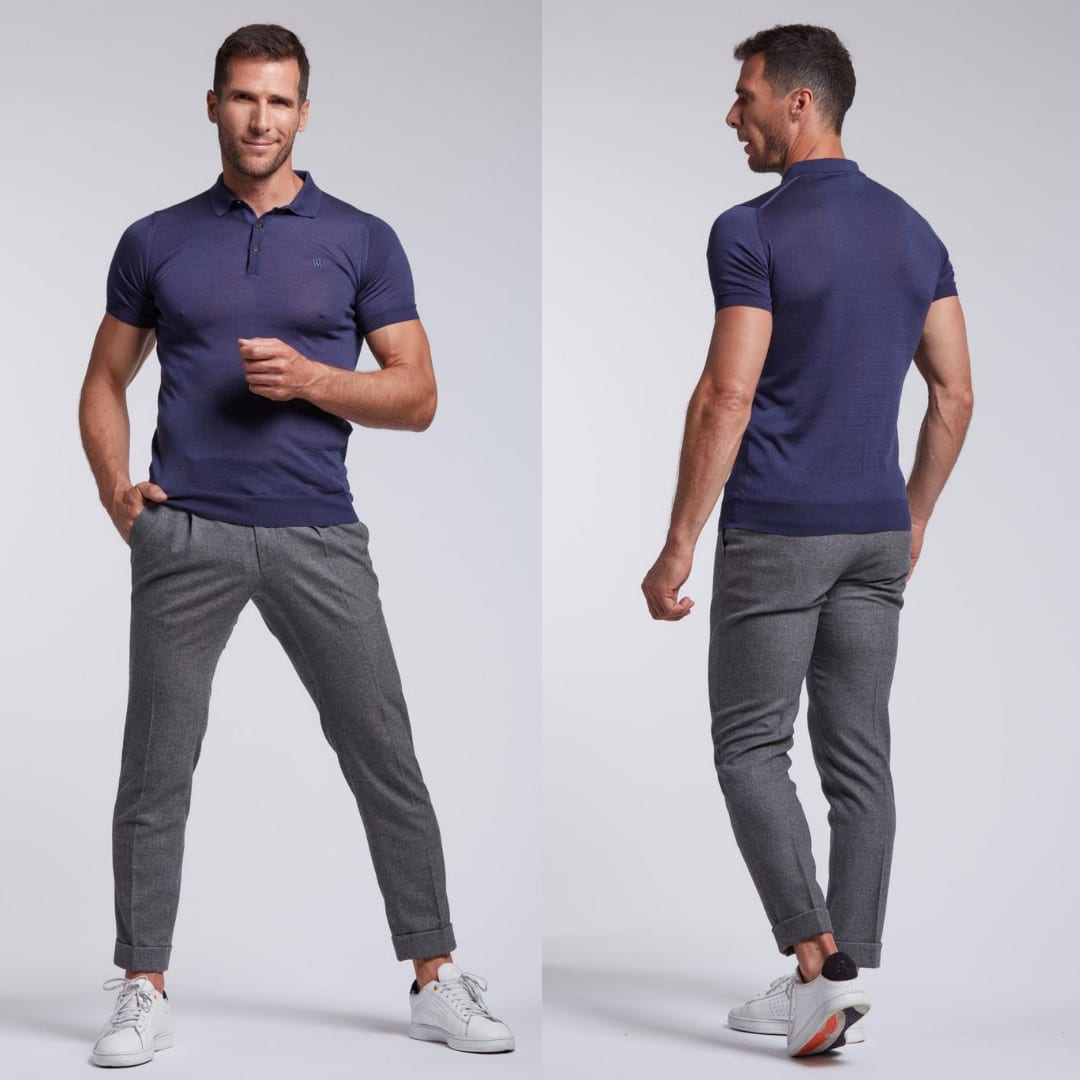 Polo sportif Arguin bleu denim